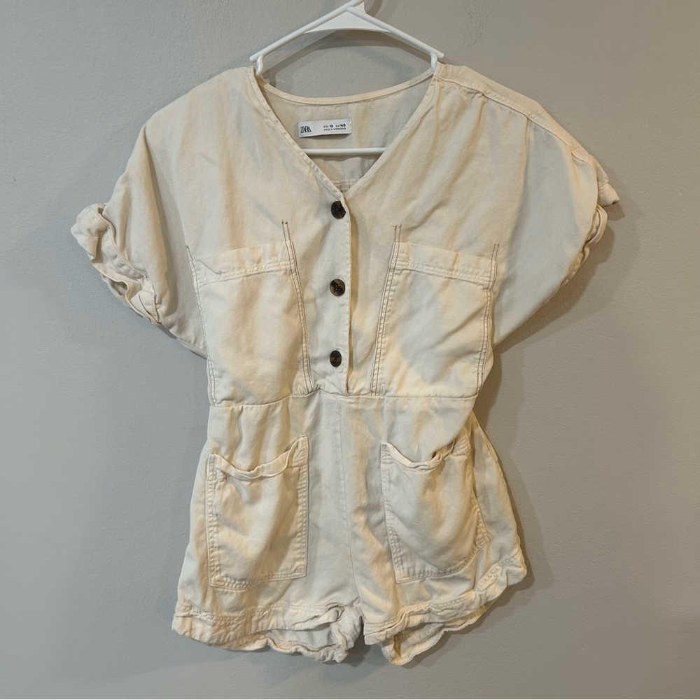 Zara Cream Button-Up Kids Romper